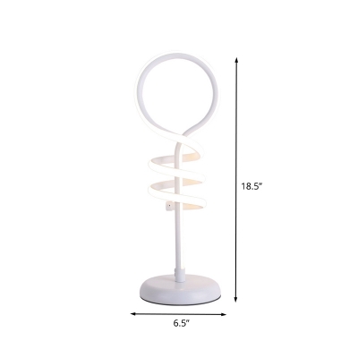 Lollipop Shape Acrylic Table Light Modern LED White Reading Lamp in Warm/White Light with Spiral Design
