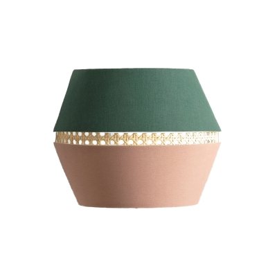 1 Bulb Bedside Flush Wall Sconce Macaron Green and Pink Wall Mounted Light with Semi Drum Fabric Shade
