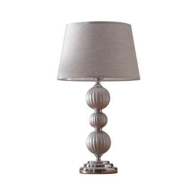 Conical Desk Light Contemporary Fabric 1 Head Silver Tower Designed Table Lamp with Ceramic Base for Bedroom