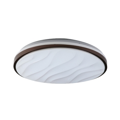 LED Bedroom Flush Light Modernist Black Flushmount with Round and Wave Acrylic Shade in Warm/White Light, 16