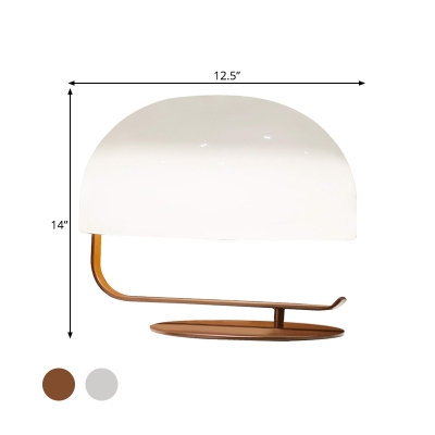 Minimalism LED Table Light Brown/White Dome Night Lighting with Metal Shade for Bedroom