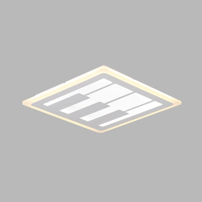 Piano Keyboard Ceiling Flush Mount Minimalist Acrylic White LED Square Light Fixture for Restaurant in Warm/White Light