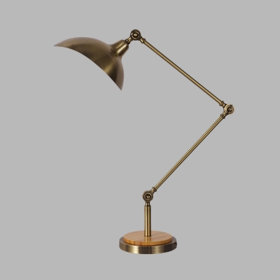 Silver Finish Dome Desk Light Antiqued Metal LED Bedside Reading Lamp with Swing Arm