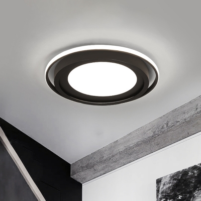 White/Black Circles Flush Light Fixture Modern LED Acrylic Flush Mount Lamp in White/Warm Light