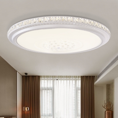 Acrylic Circular Flushmount Lighting Modern LED White Ceiling Flush Mount with Crystal Detail in Warm/White Light, 12