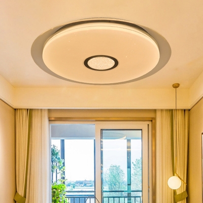 Acrylic Drum Flush Mount Light Modernism LED Flushmount in White for Living Room, White/Natural Light
