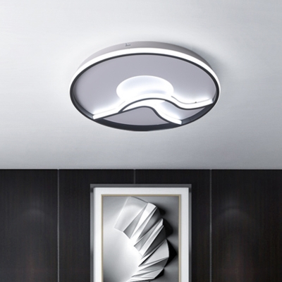 Acrylic Round Flush Light Modernist Black LED Flush Mount Ceiling Lamp for Living Room in Warm/White Light, 16.5