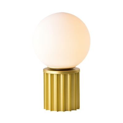 Gold Globe Nightstand Light Nordic Style 1 Light Milky Glass Night Table Lamp for Living Room, 8