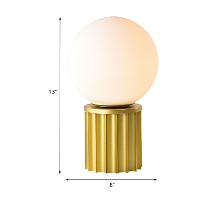 Gold Globe Nightstand Light Nordic Style 1 Light Milky Glass Night Table Lamp for Living Room, 8