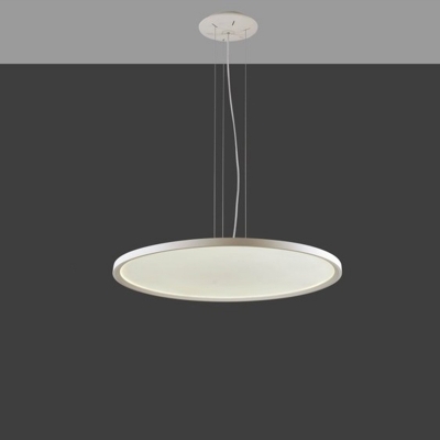 Modernist LED Suspended Lighting Fixture Chrome Circular Hanging Lamp with Acrylic Shade