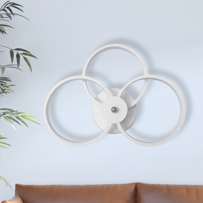 3 Rings Wall Mount Lamp Contemporary Acrylic White LED Wall Sconce for Bedroom in Warm/White Light