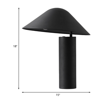 Aluminum Mushroom Desk Light Modernism LED Table Lamp in Black with Cylinder Iron Base