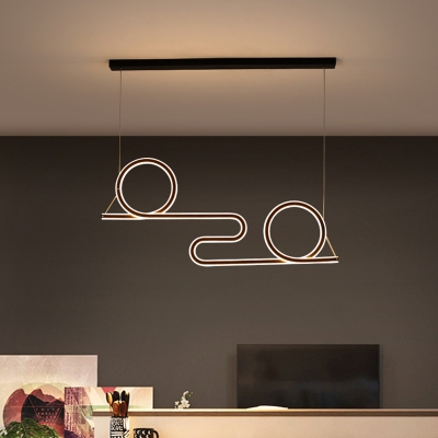 Black Twisted Ceiling Light Minimalist LED Acrylic Suspended Pendant Lamp over Dining Table