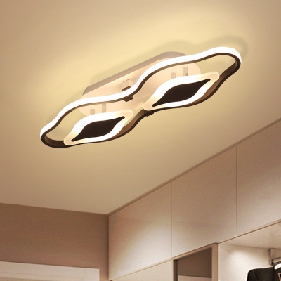 Living Room LED Ceiling Flush Mount Modernist Black Flush Light with Linear Acrylic Shade