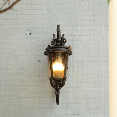 Urn Shape Outdoor Sconce Farmhouse Water Glass 1 Bulb Black Finish Wall Lighting Fixture