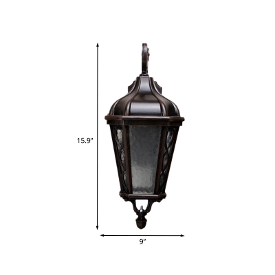 Water Glass Urn Sconce Light Farmhouse 1-Head Outdoor Wall Mount Fixture in Black
