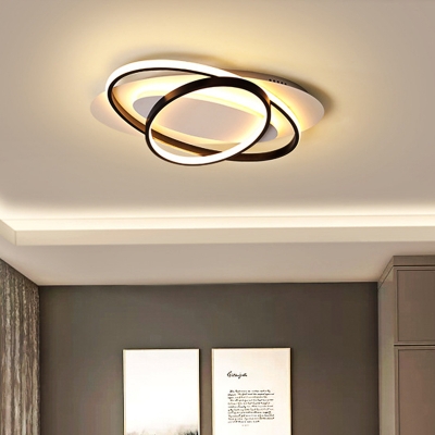 White and Black Oval Flush Mount Simple LED Acrylic Close to Ceiling Light in Warm/White Light for Bedroom