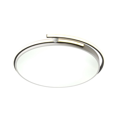 White Circular Flush-Mount Light Fixture Modernist LED Acrylic Flush Ceiling Lamp, 13