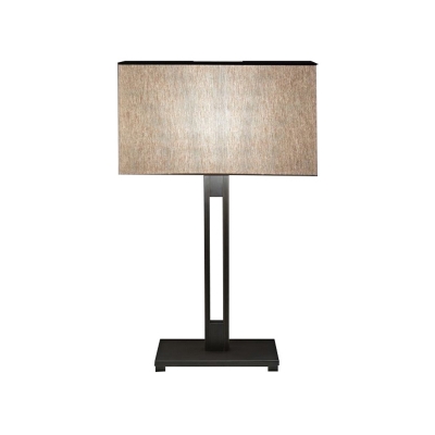 Fabric Rectangular Desk Lighting Contemporary 1 Light Black Finish Nightstand Lamp for Living Room