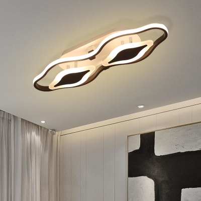 Living Room LED Ceiling Flush Mount Modernist Black Flush Light with Linear Acrylic Shade