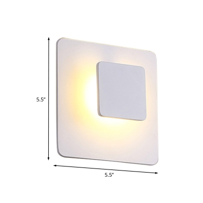 Minimalist LED Wall Mounted Lamp White Square Wall Sconce Lighting with Acrylic Shade in White/Warm Light