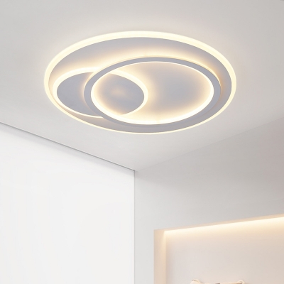 Round Acrylic Flushmount Lighting Minimalist LED White Flush Mounted Lamp in Warm/White Light