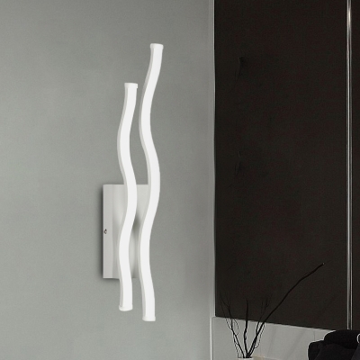 Simplistic Wavy Lines Wall Sconce Light Acrylic Hotel White LED Wall Mounted Lamp in Warm/White Light