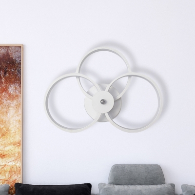 3 Rings Wall Mount Lamp Contemporary Acrylic White LED Wall Sconce for Bedroom in Warm/White Light