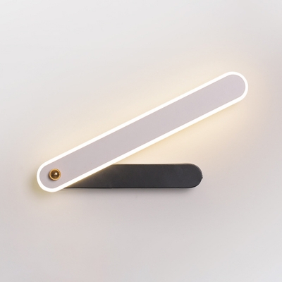 Acrylic Hour Hand Sconce Modernism Black and White LED Wall Mounted Lighting in White/Warm Light