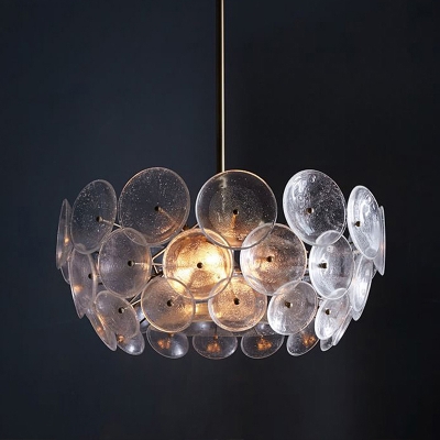 Gold Circle Panel Pendant Chandelier Modernist 3 Lights Acrylic Ceiling Suspension Lamp