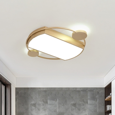 Gold Geometric Ceiling Mounted Light Minimalism Acrylic LED Flush Mount Lamp with Ring for Bedroom, 16
