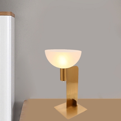 Modern 1 Light Table Light Gold Domed Metallic Night Lighting with Opal Glass Shade for Bedroom