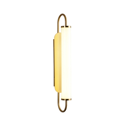 Brass Tube Wall Mount Sconce Post Modern Milky Glass LED Wall Lighting for Stairway