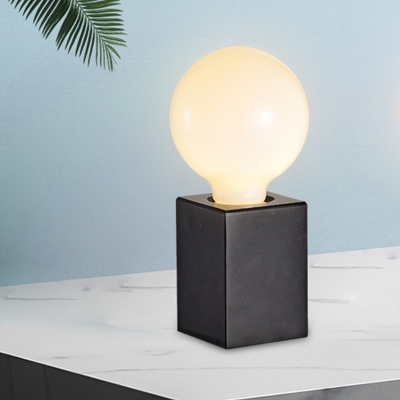Frosted Glass Orb Table Light Postmodern 1 Head Black/White Nightstand Lamp with Rectangle Marble Base