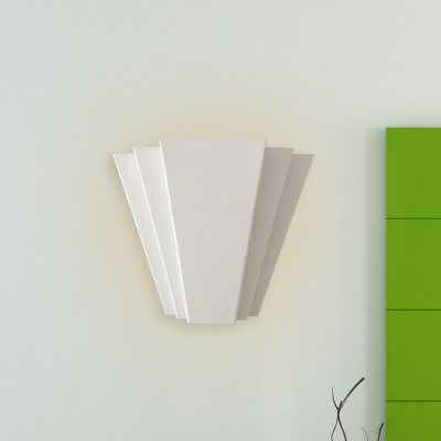 LED Hallway Wall Lighting Modern White Flush Wall Sconce with Sector Iron Shade in White/Warm Light