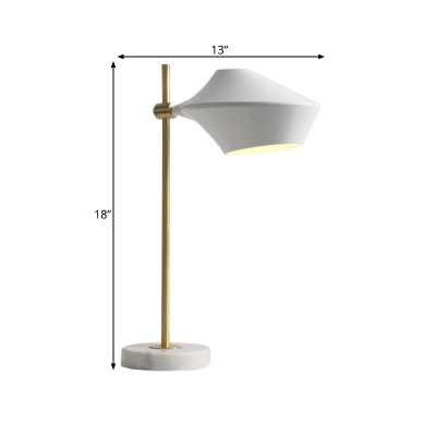 Rotatable Geometric Metal Table Light Nordic 1 Bulb White Night Lamp with Marble Base for Bedroom