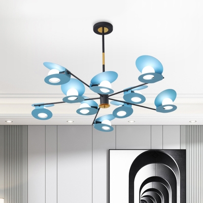 Simplicity Sputnik Ceiling Chandelier Metal 10 Heads Living Room Pendant Light Fixture in Blue
