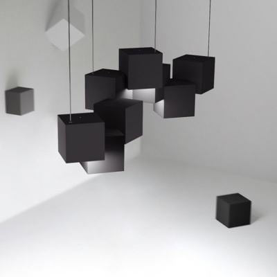 Spliced Cube Cluster Pendant Light Modernist Metallic 8 Heads 25.5