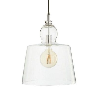 Urn Shaped Clear Glass Pendant Lighting Minimal 1 Bulb Chrome Finish Ceiling Suspension Lamp