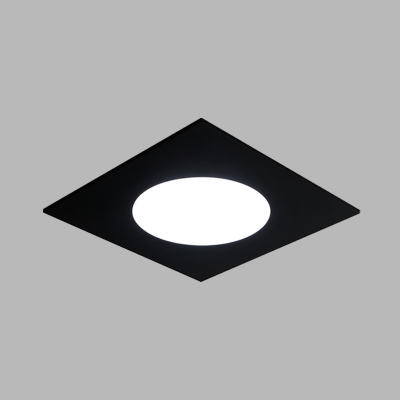 White/Black Square Flushmount Lighting Simple LED Metal Close to Ceiling Lamp in White/Warm Light