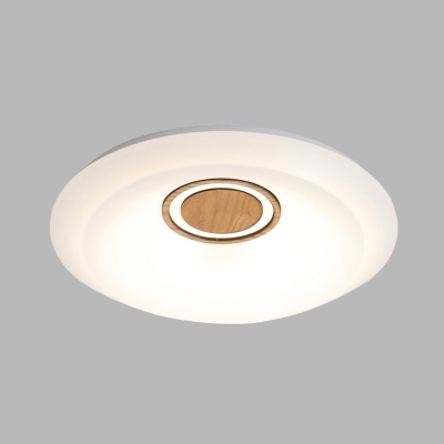 Acrylic Circular Flush Mount Light Simplicity White LED Ceiling Flush Mount with Wooden Deco in Warm/White Light