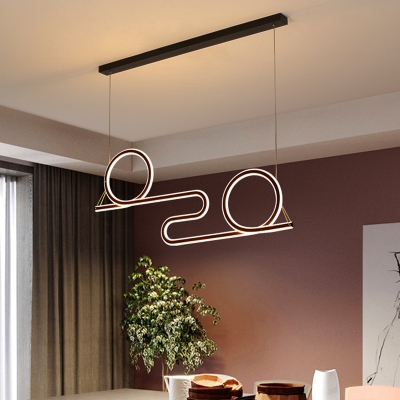 Black Twisted Ceiling Light Minimalist LED Acrylic Suspended Pendant Lamp over Dining Table
