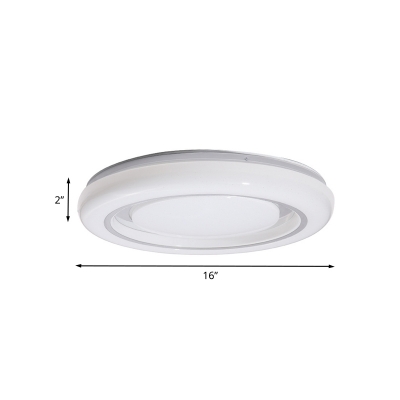 Contemporary LED Flush Lighting Black and White Round Close to Ceiling Lamp with Acrylic Shade in Warm/White Light, 16
