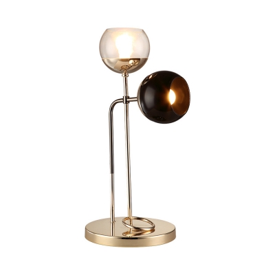 Gold Globe Nightstand Lamp Modernism 1 Bulb Clear and Black Glass Table Light for Living Room