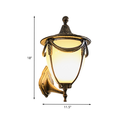 Metallic Pinecone Wall Light Sconce Country 1-Light Outdoor Sconce Lamp Fixture in Bronze