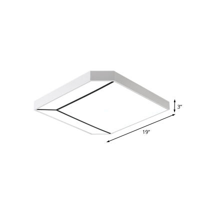 Metallic Square Flushmount Modern Nordic LED White Ceiling Flush Mount in White/Warm Light, 19