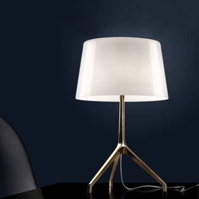 Tapered Fabric Night Lamp Simple 1 Light Black/White Table Lighting with Metal Tripod Base