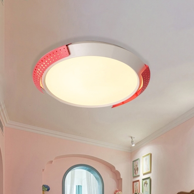 Flying Saucer Flush Mount Lighting Modern Metal Living Room LED Ceiling Flush in Pink/Gold, 16