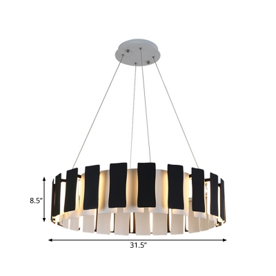 Round Metal Pendant Light Fixture LED Simplicity 1-Light Black Finish Ceiling Suspension Lamp