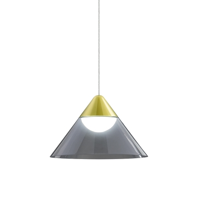 Smoke Gray Glass Wide Flare Hanging Light Kit Modern 1 Light Gold Finish LED Pendant Ceiling Lamp